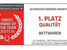 SIQT Logo mit der Verleihung des ersten Platzes für Qualität in Bettwaren.