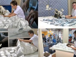 Rosmarie Sommerhalder beim Nähen eines Duvets