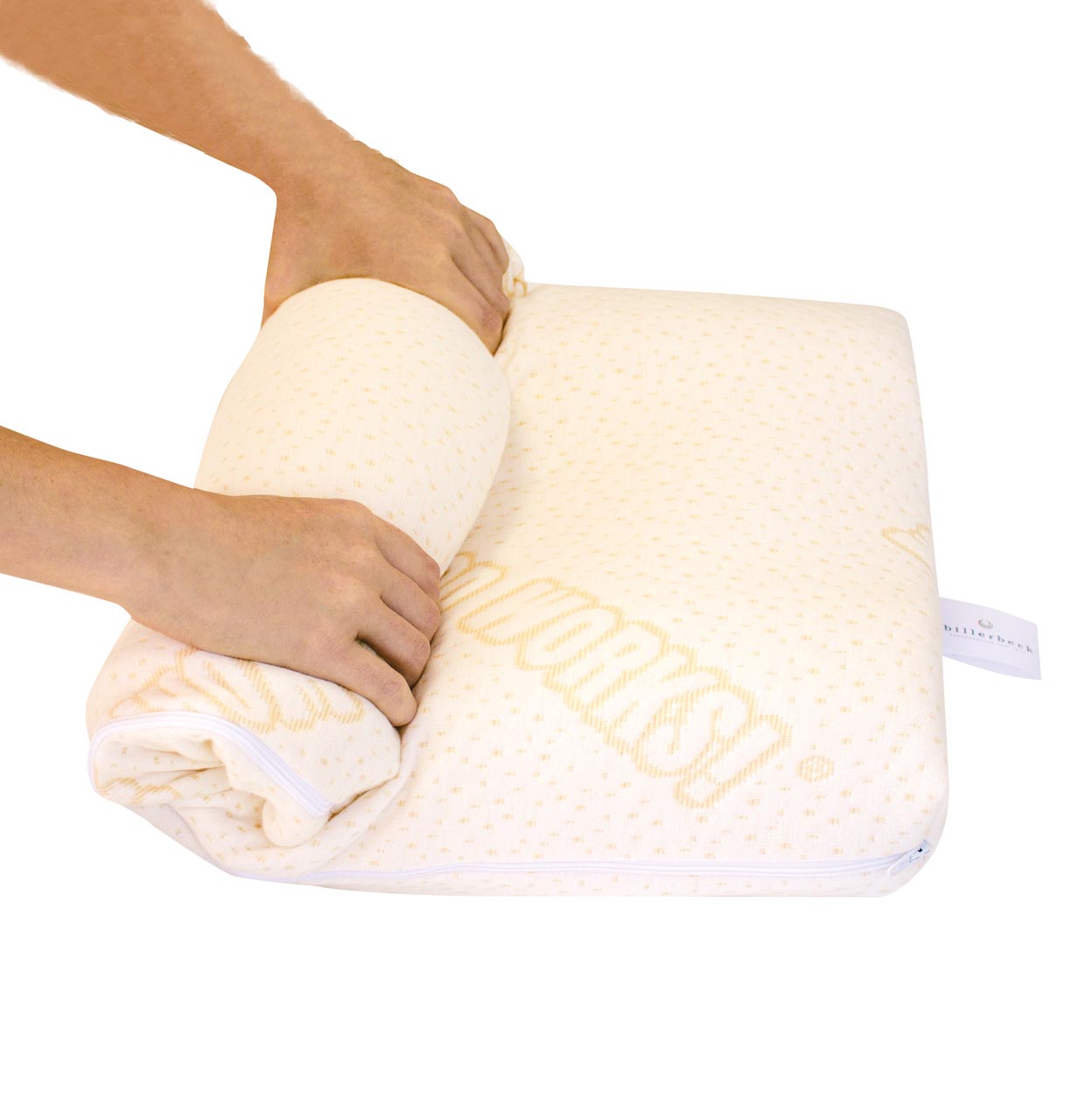 Rolling up the compact billerbeck Traveller neck support pillow