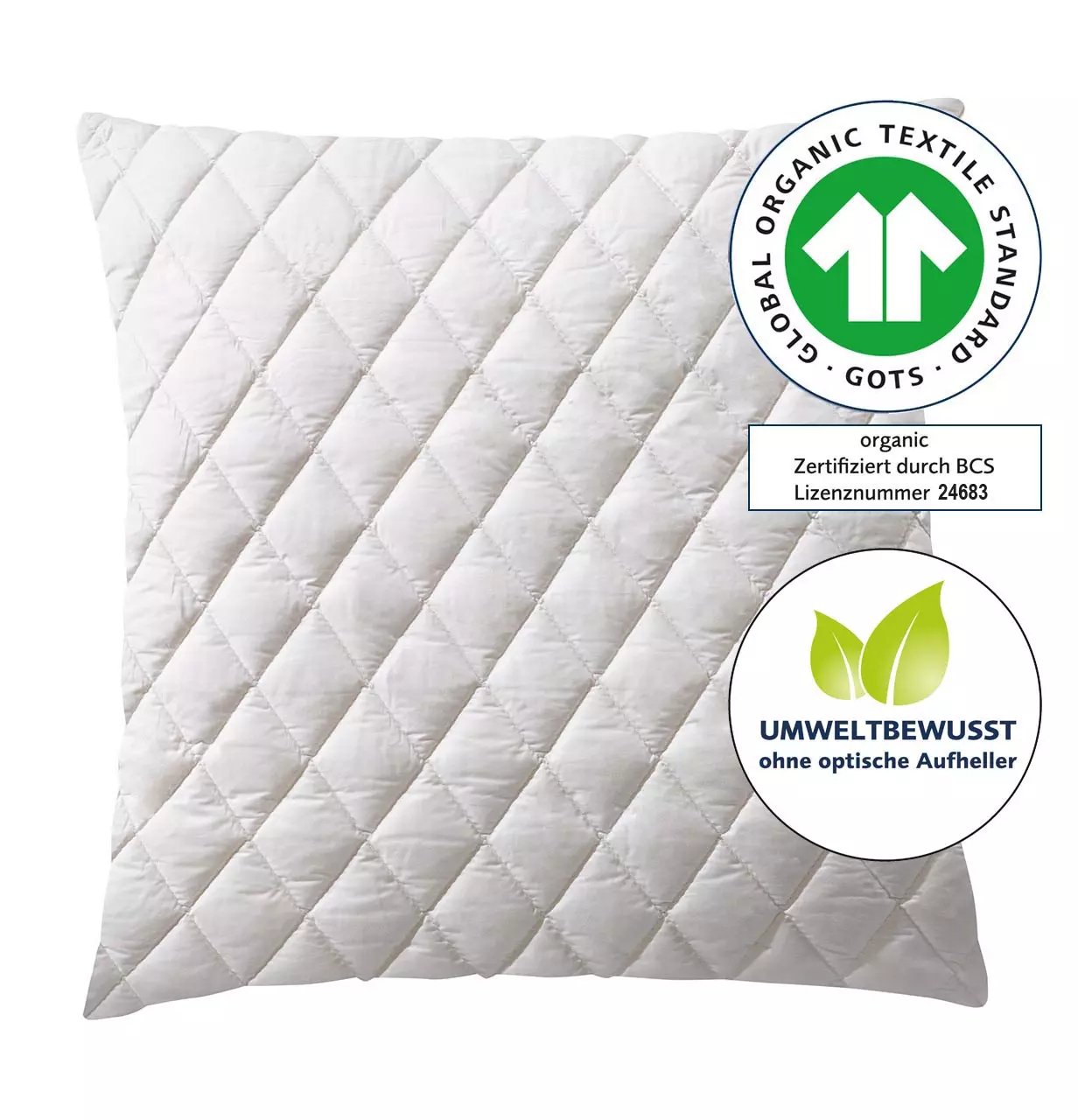 billerbeck natural pillow Cosidream Nature Organic with sheep's wool filling, organic, 80x80 cm, GOTS, without optical brighteners