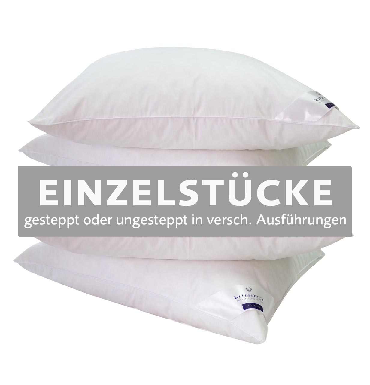 billerbeck pillows stacked on top of each other, single pieces, in colour white