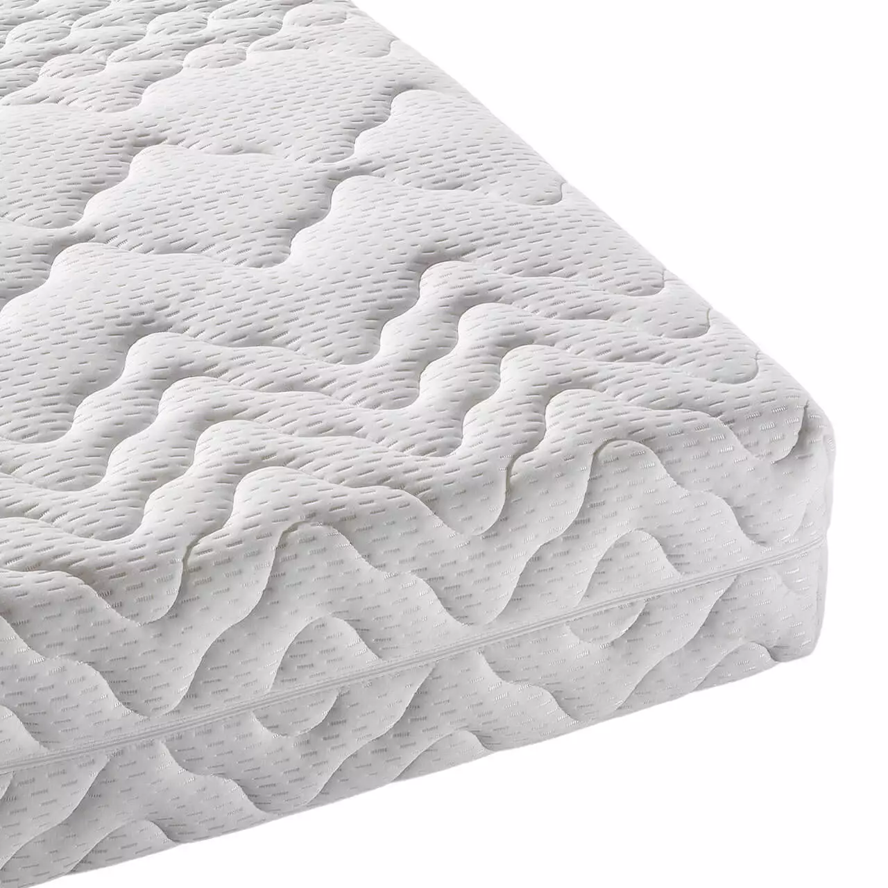 Detailed view of the corner of the billerbeck cold foam mattress Wash Star with cover