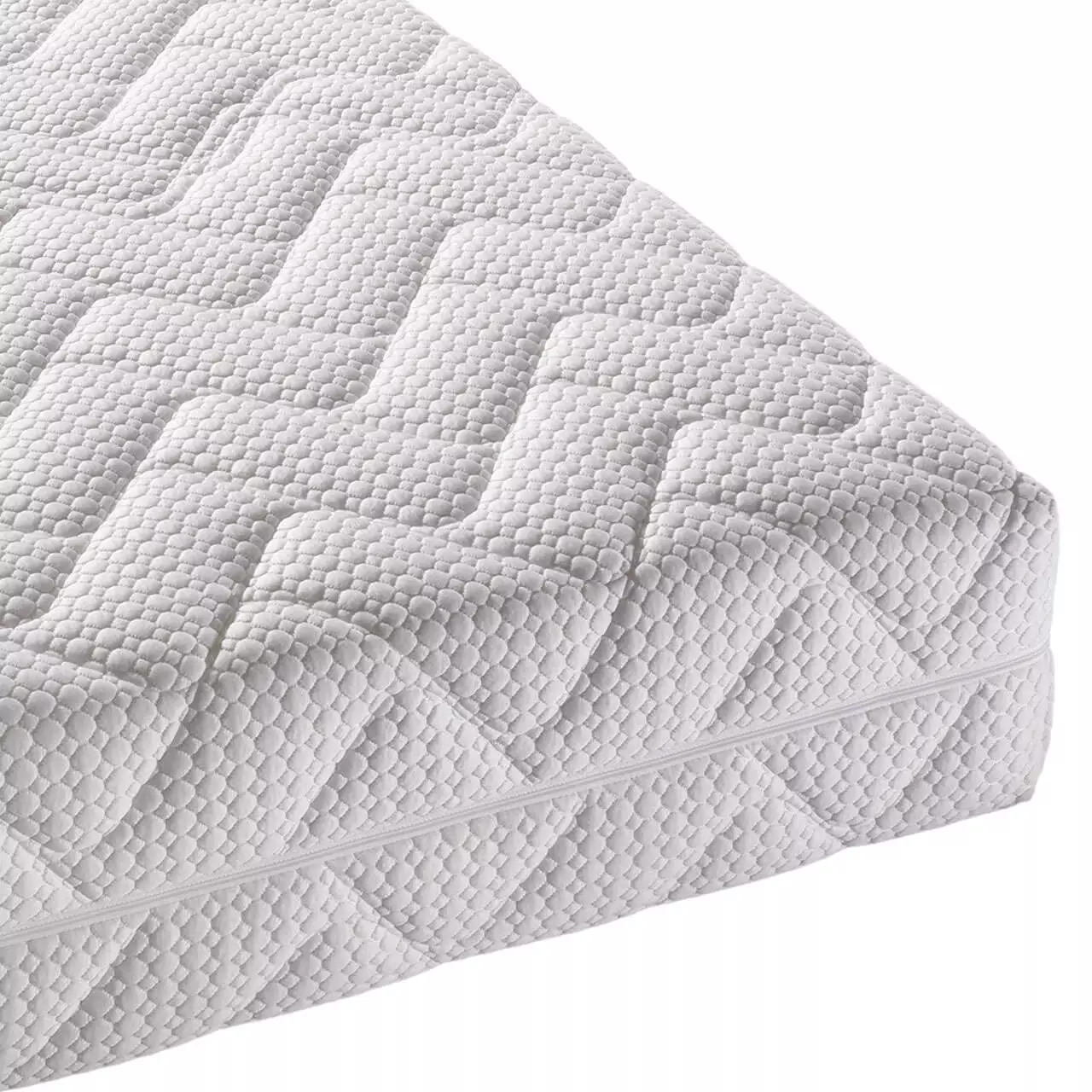 Detailed view of the corner of the billerbeck cold foam mattress Wellfoam with cover