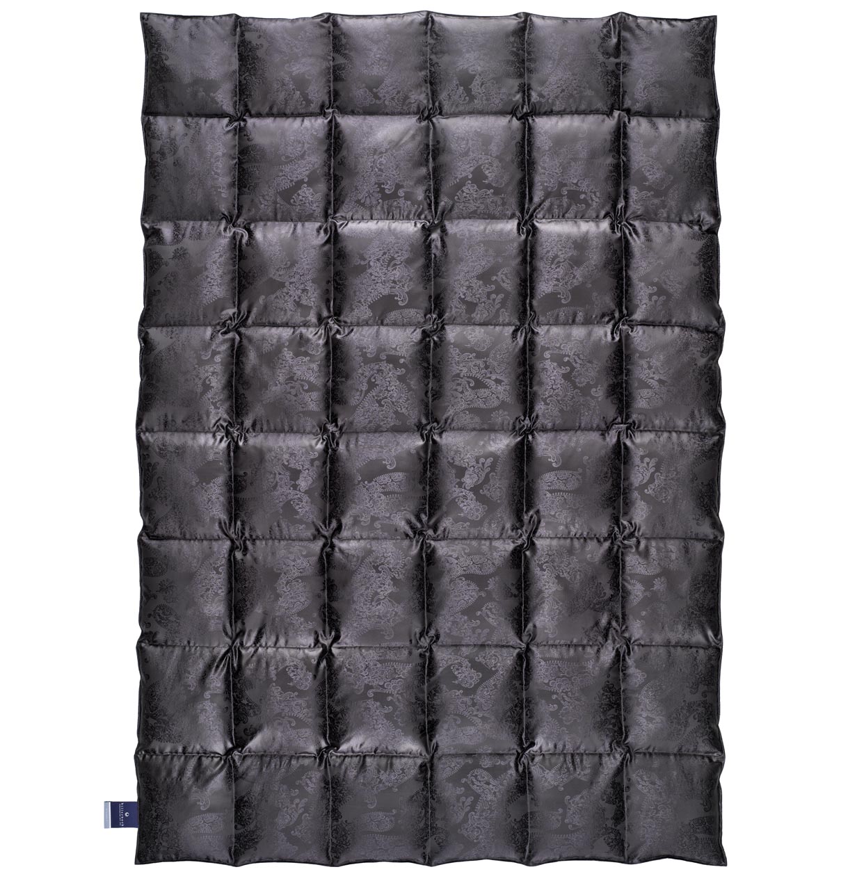 billerbeck eiderdown duvet in size 135x200 cm, black silk jacquard cover, medium warmth level
