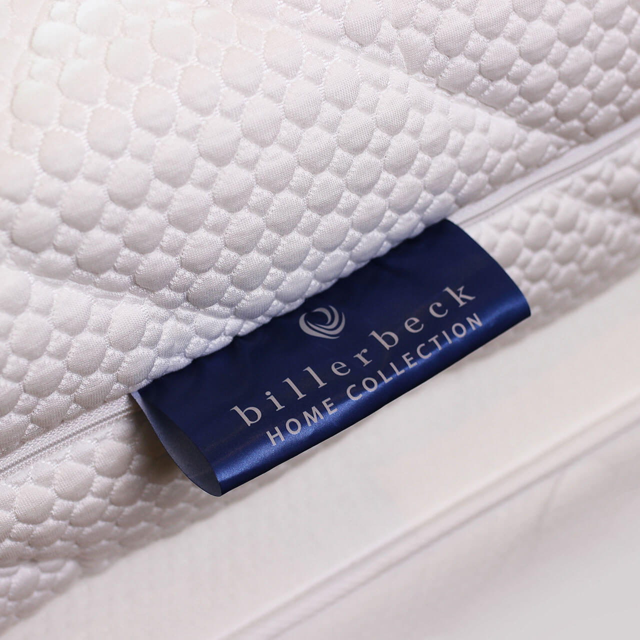 Detailed view of the billerbeck label on the Wellfoam cold foam mattress
