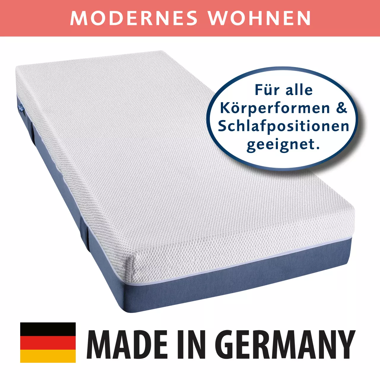 billerbeck memory foam mattress Hermine with double-layer core, for all body shapes, Made in Germany