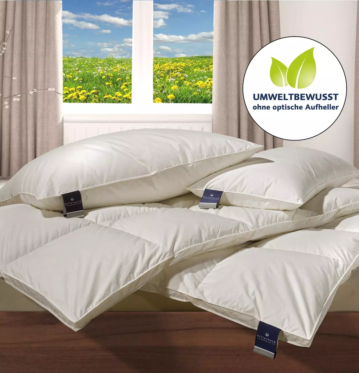 Stimmungsbild billerbeck Bettdecke Daunendecke Nena, Wärmelevel warm, Steghöhe 4 cm
