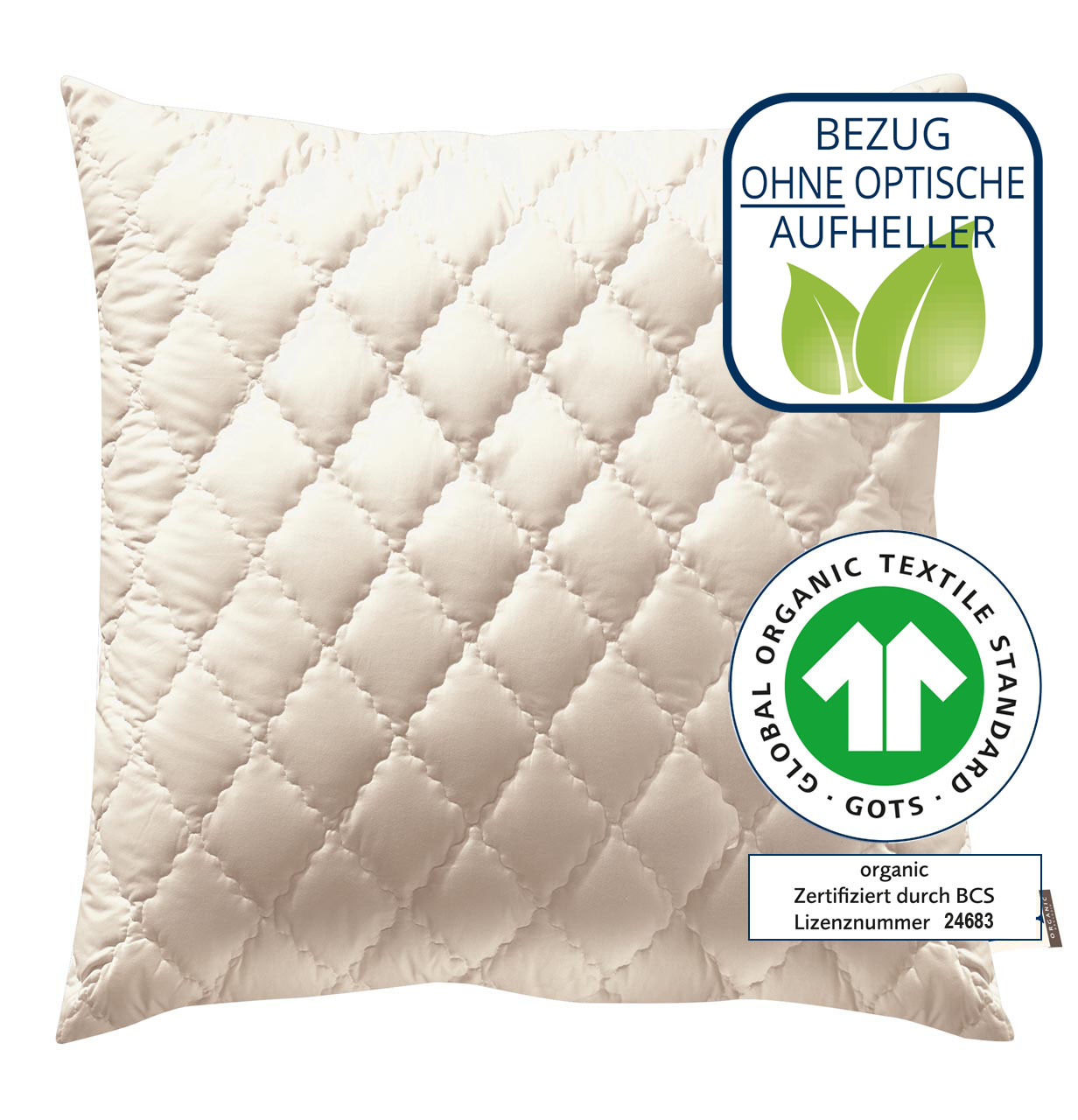billerbeck Zirbenkissen Zirberella Wool, Organic mit Schafschur-Füllung, Bio, 80x80 cm, GOTS, ohne optische Aufheller