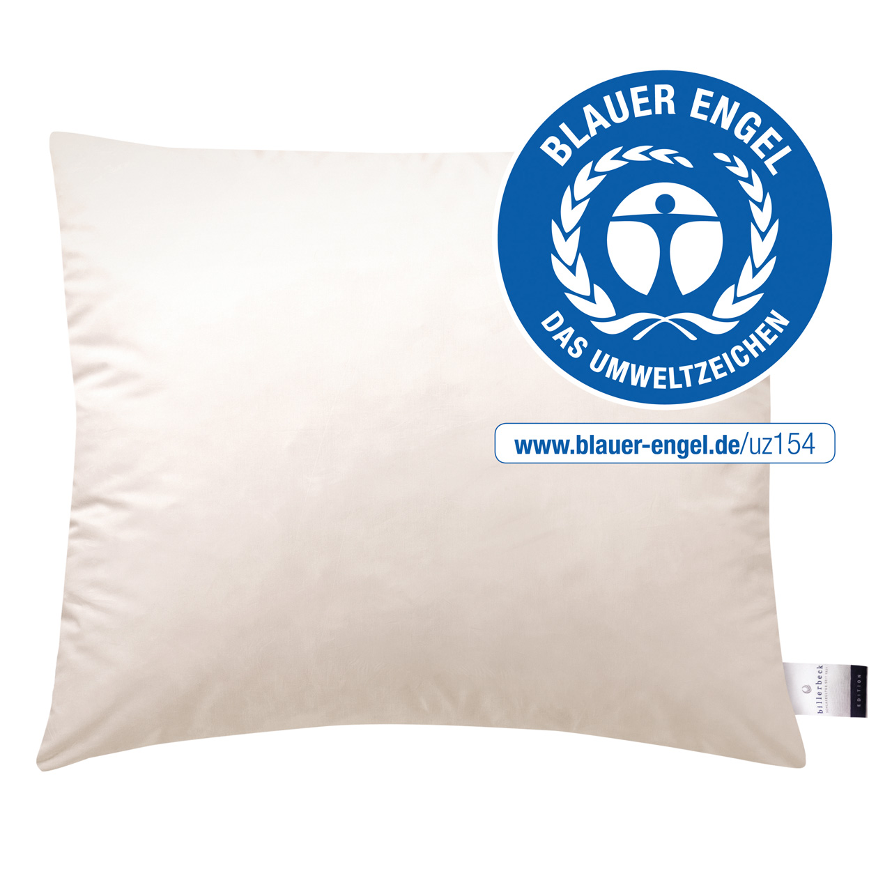 billerbeck down pillow Greta in size 70x90 cm, pillow in white, Blue Angel seal