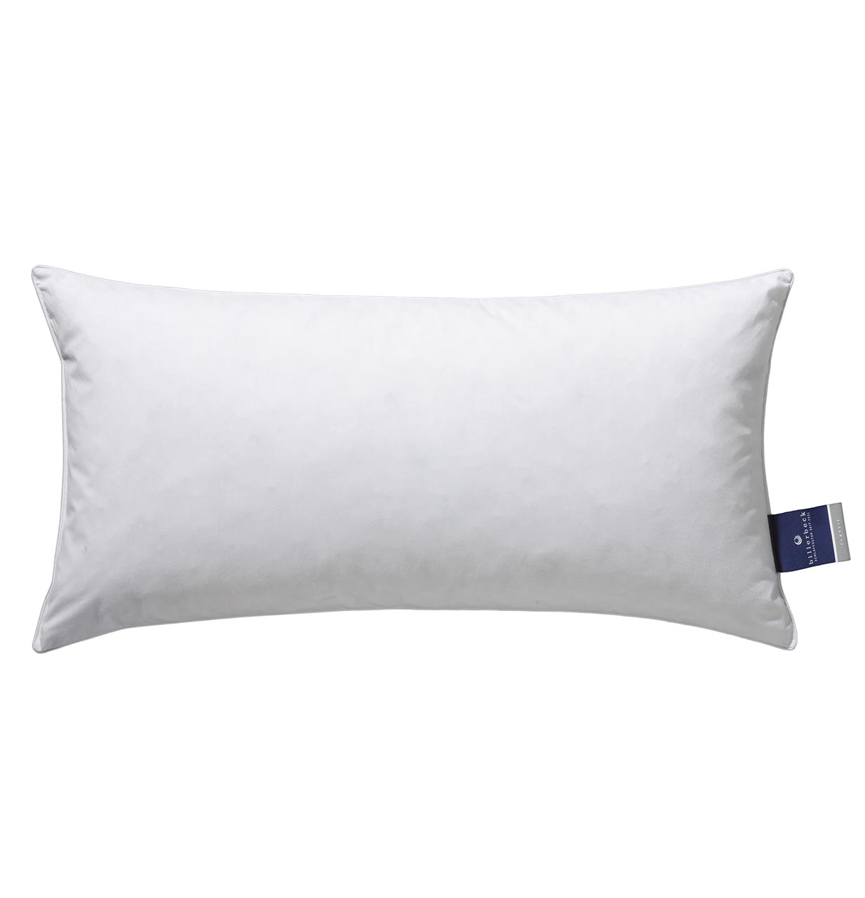 billerbeck Almira down pillow 40x80 cm side view with label