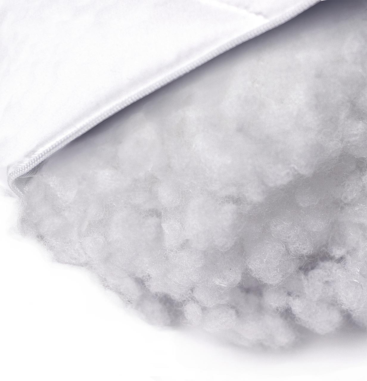 Close-up of billerbeck Airtec Clean pillow filling made of fibres in the pillowcase