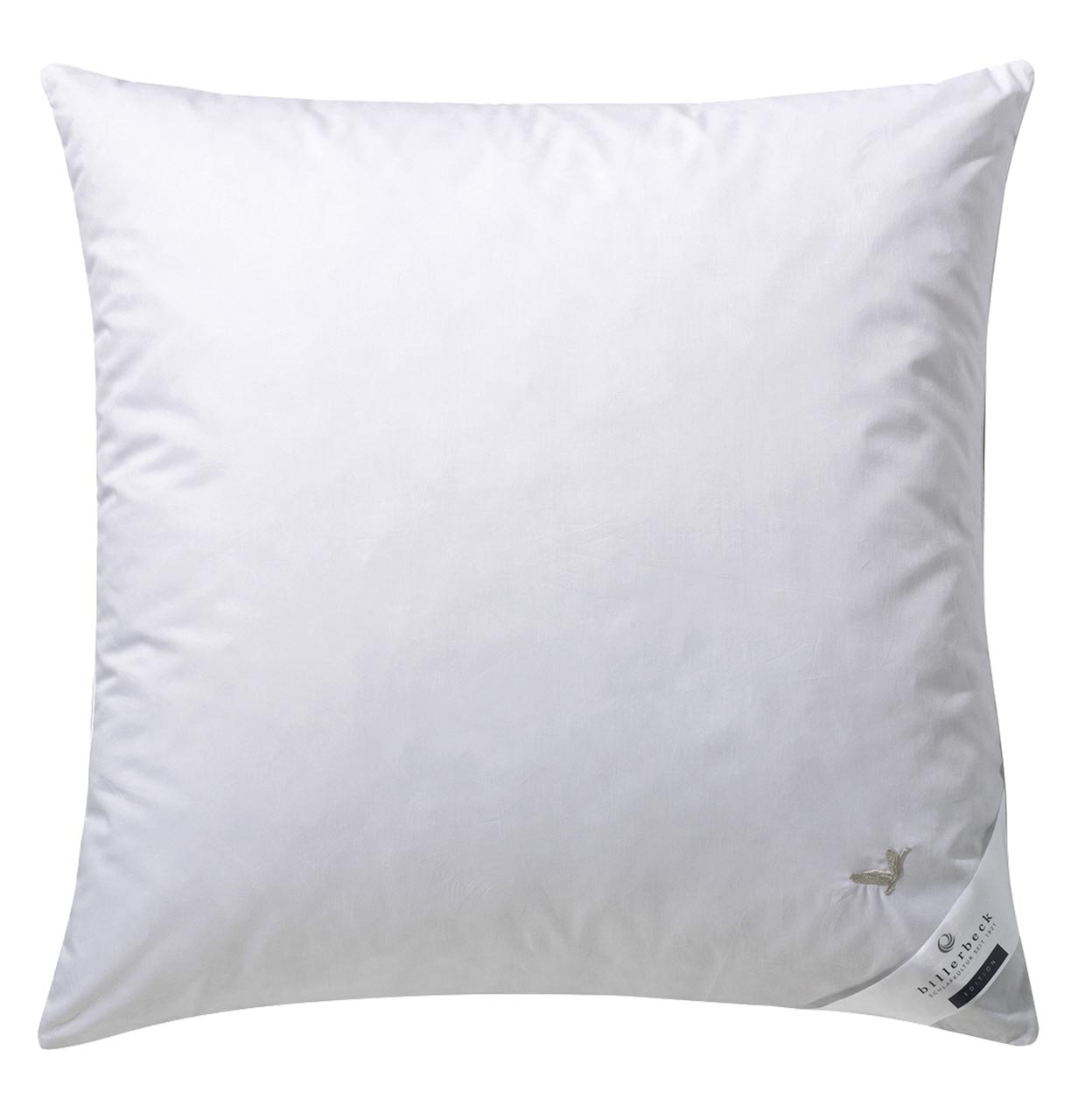billerbeck Gold Edition E04 down pillow 80x80 cm square shape, front view, white