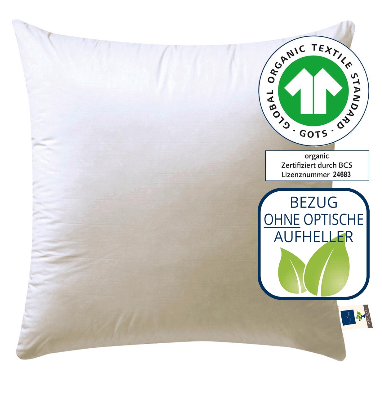 billerbeck Kopfkissen Bio-Daunenkissen Cosidown Natur 80x80 cm, GOTS Zertifikat, ohne optische Aufheller