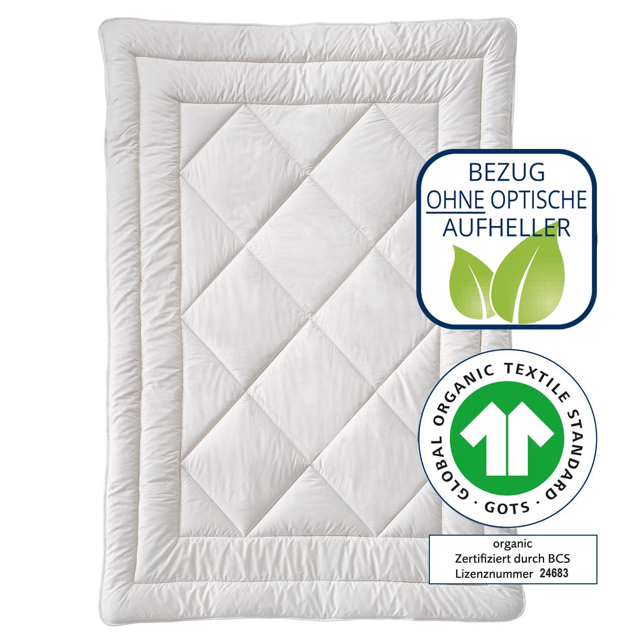 billerbeck Bettdecke Natur Cosidream Organic Schafschurwolle in Größe 135x200 cm, ohne optische Aufheller und Organic Emblem