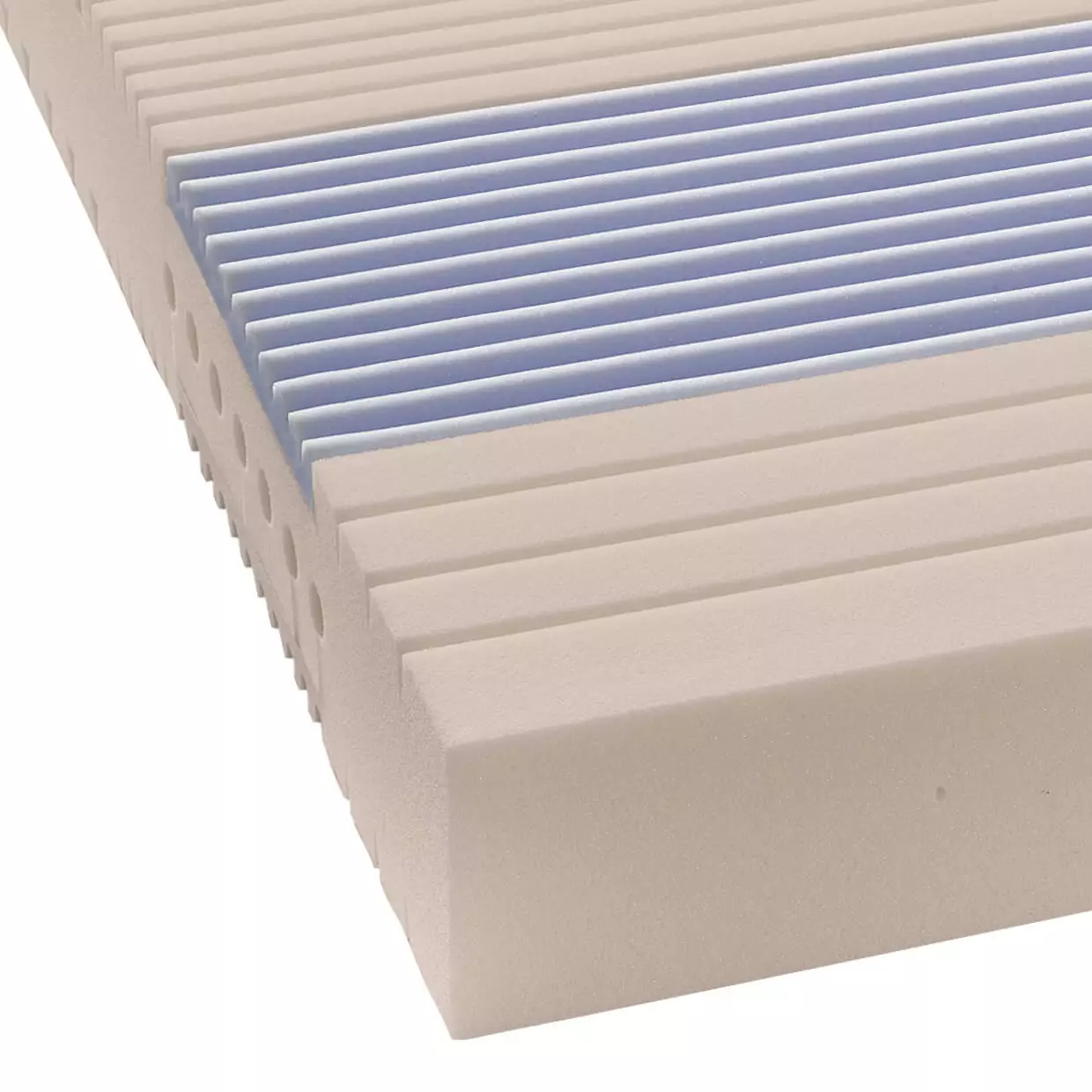 Detailed view of the mattress core of the Wellfoam cold foam mattress, without cover