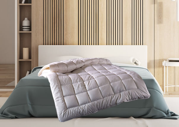 Bedroom interior with billerbeck bamboo duvet E45 Bamboo on bed