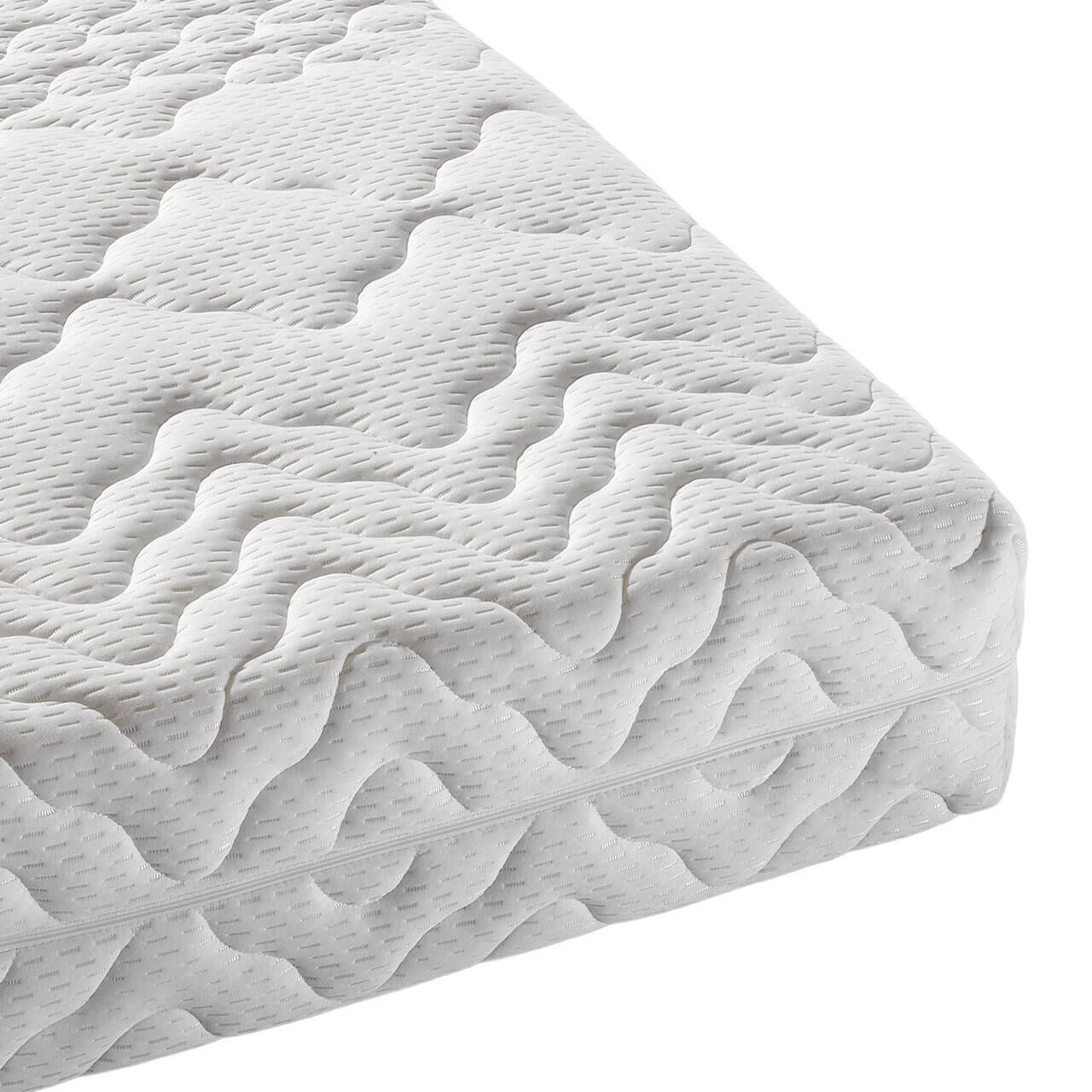 Detailed view of the corner of the billerbeck cold foam mattress Wash Star with cover
