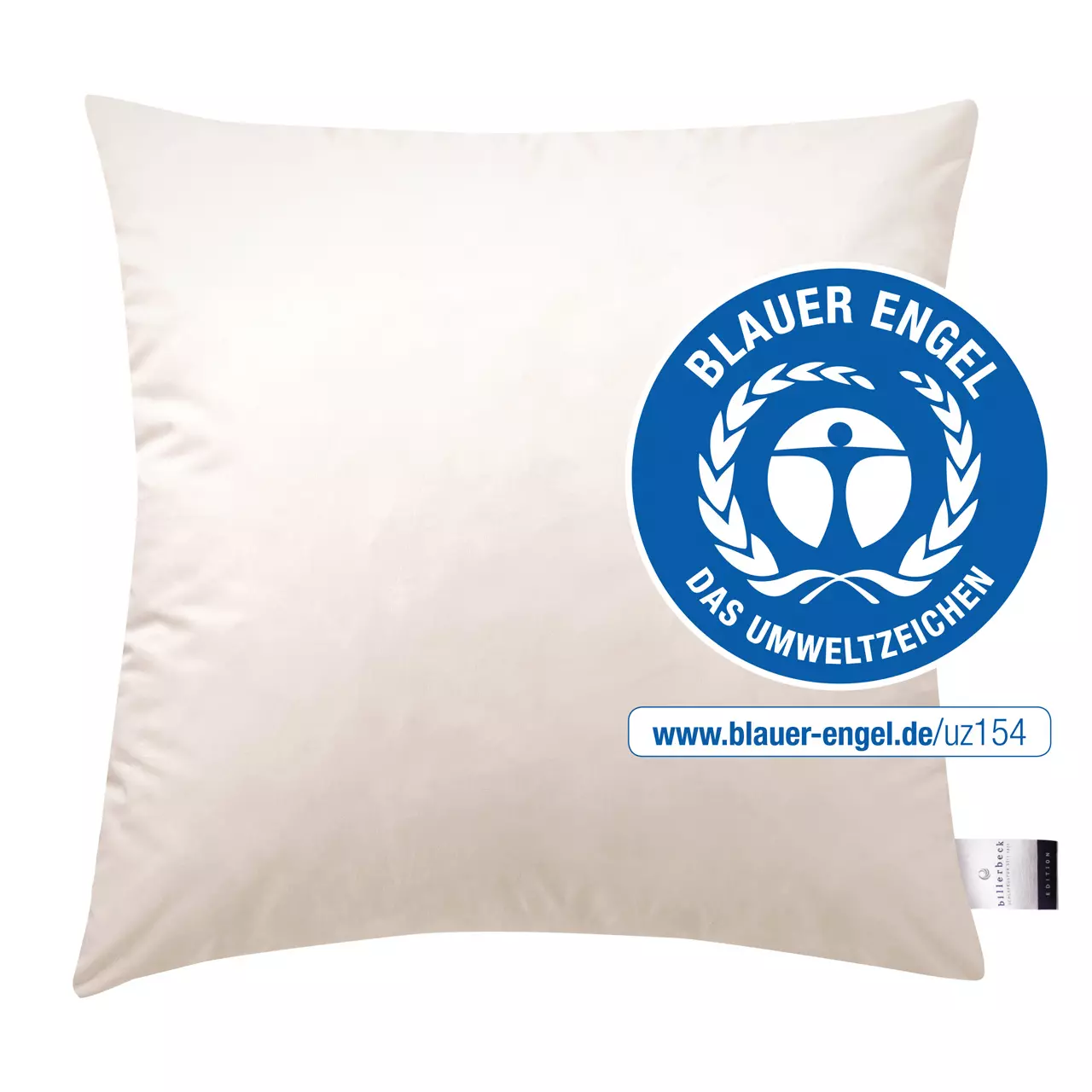 billerbeck down pillow Frieda in size 80x80 cm, pillow in white, Blue Angel seal