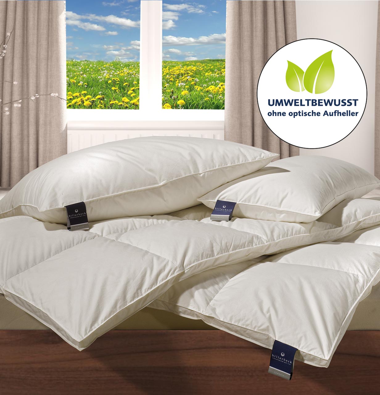 Daunendecke 306 NENA® - warm (Kassette II) 155 x 200 cm Stimmungsbild billerbeck Bettdecke Daunendecke Nena, Wärmelevel warm, Steghöhe 4 cm