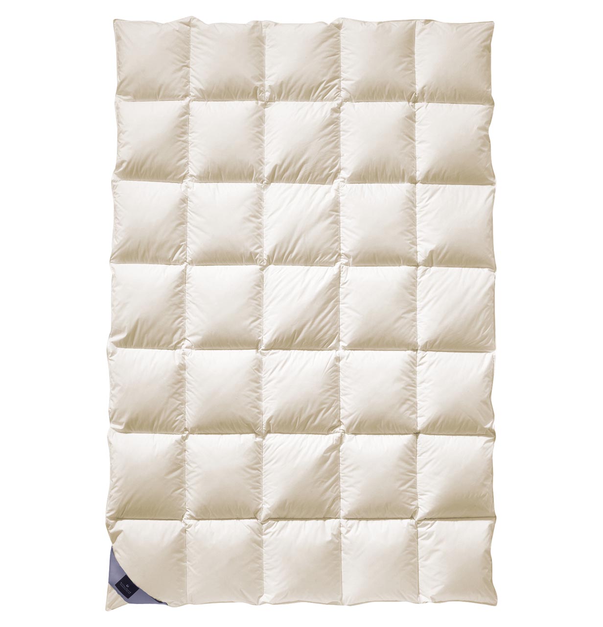 Belvedere down duvet 135x200 cm medium warmth level by billerbeck, white with check quilting, unfolded