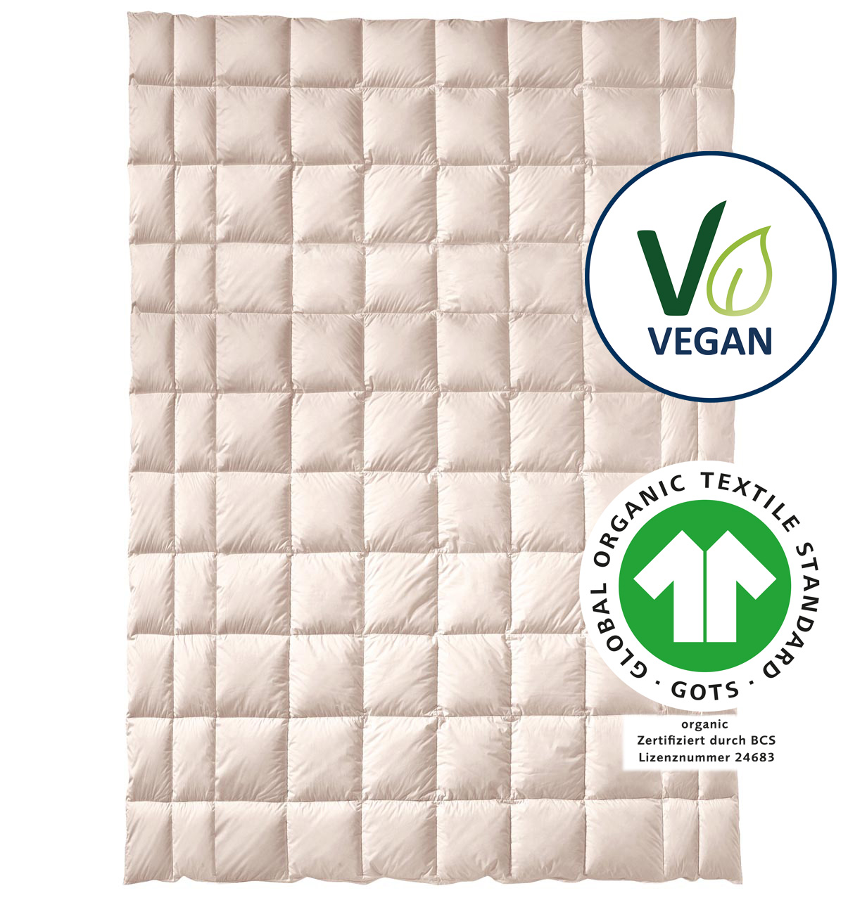 billerbeck Zirbendecke Baumwolle Zirberella, in Größe 135x200 cm, gesteppt, vegan und organic Logo