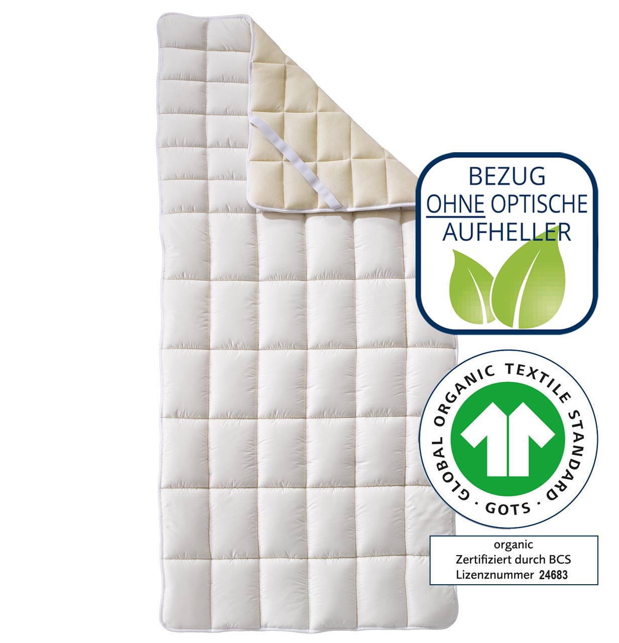 billerbeck Topper Natur Topper Cosidorm nature organic sheep’s virgin wool, GOTS-certified