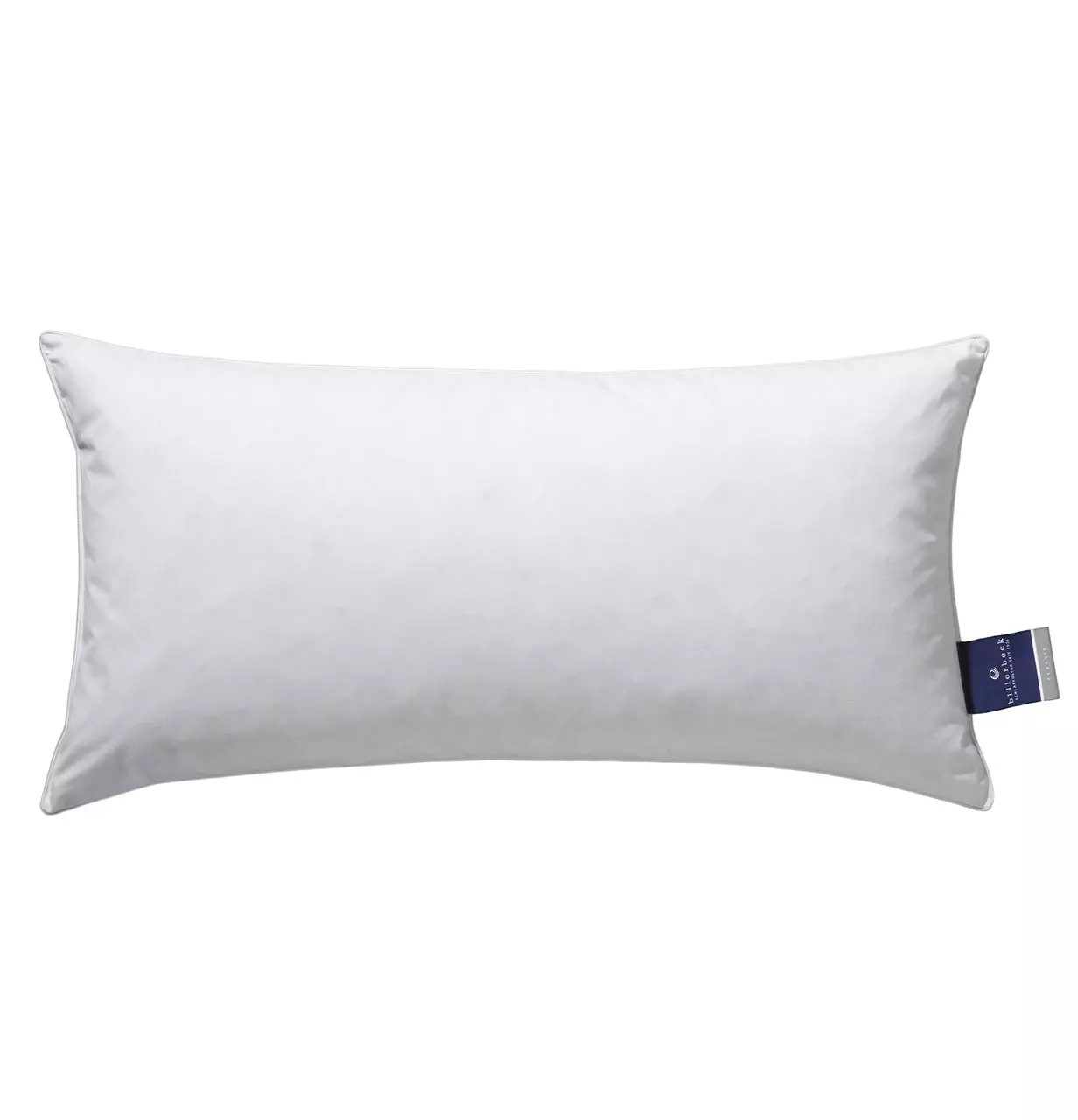 billerbeck Almira down pillow 40x80 cm side view with label