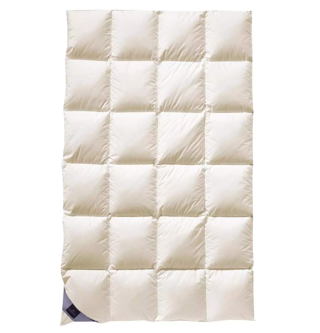 Daunendecke Belvedere 135x200 cm Wärmestufe warm von billerbeck, weiße Decke mit Karo-Steppung, aufgefaltet