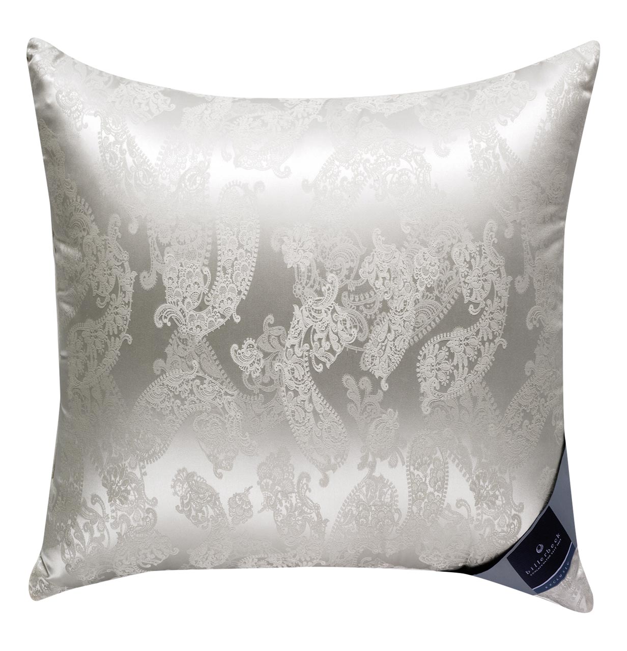 billerbeck eiderdown pillow with silk jacquard cover in size 80x80 cm, colour champagne