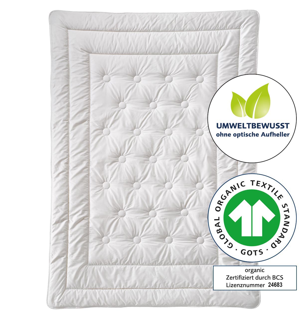 billerbeck nature duvet Cosidream organic virgin sheep's wool in size 135x200 cm, eco-friendly and organic emblem