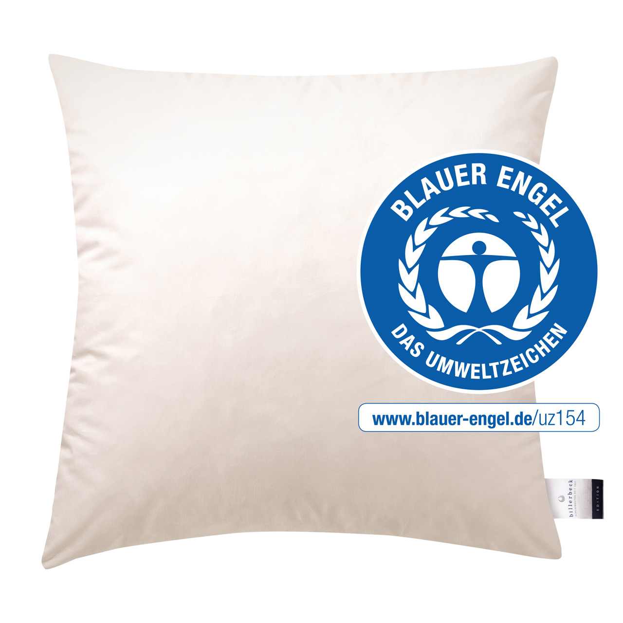 billerbeck Daunenkissen Frieda in Größe 80x80 cm, Kopfkissen in weiß, Blauer Engel Siegel