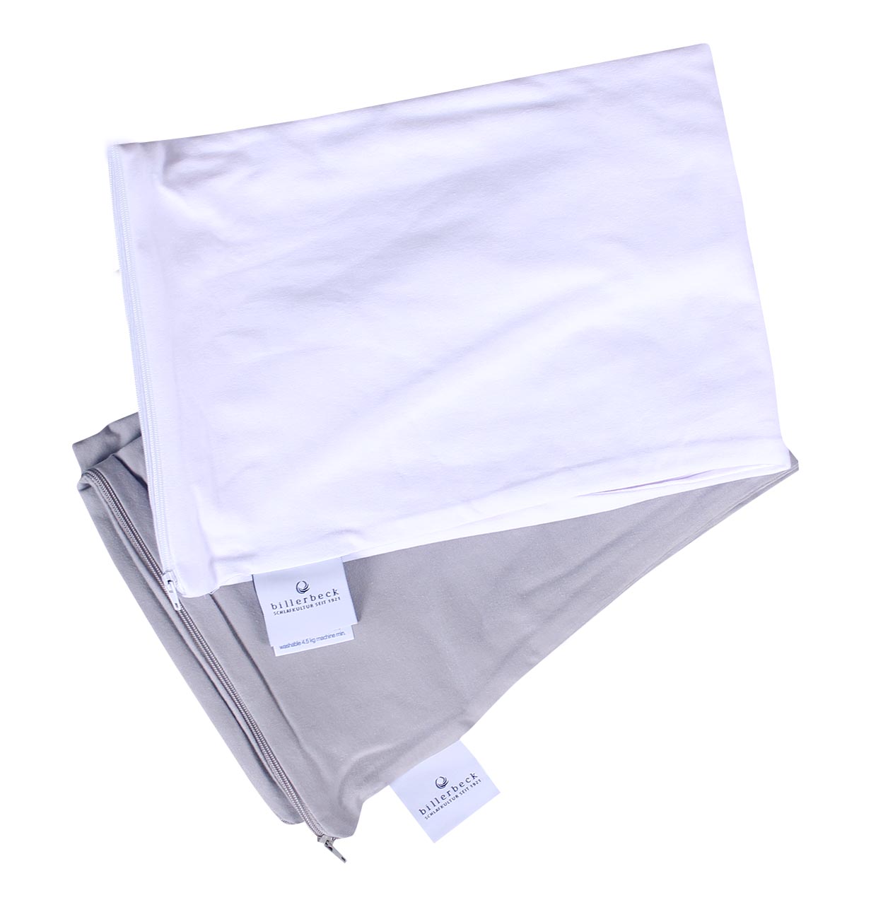 Two billerbeck pillowcases for the side sleeper pillow Sinus 30x130 cm in the colours white and anthracite