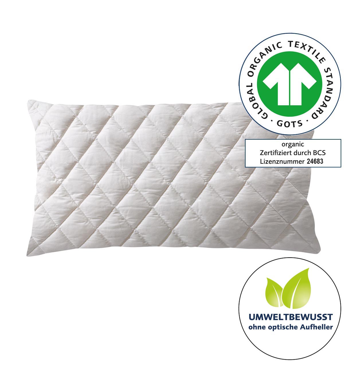 billerbeck natural pillow Cosidream Nature Organic with sheep's wool filling, organic, 40x80 cm, GOTS, without optical brighteners