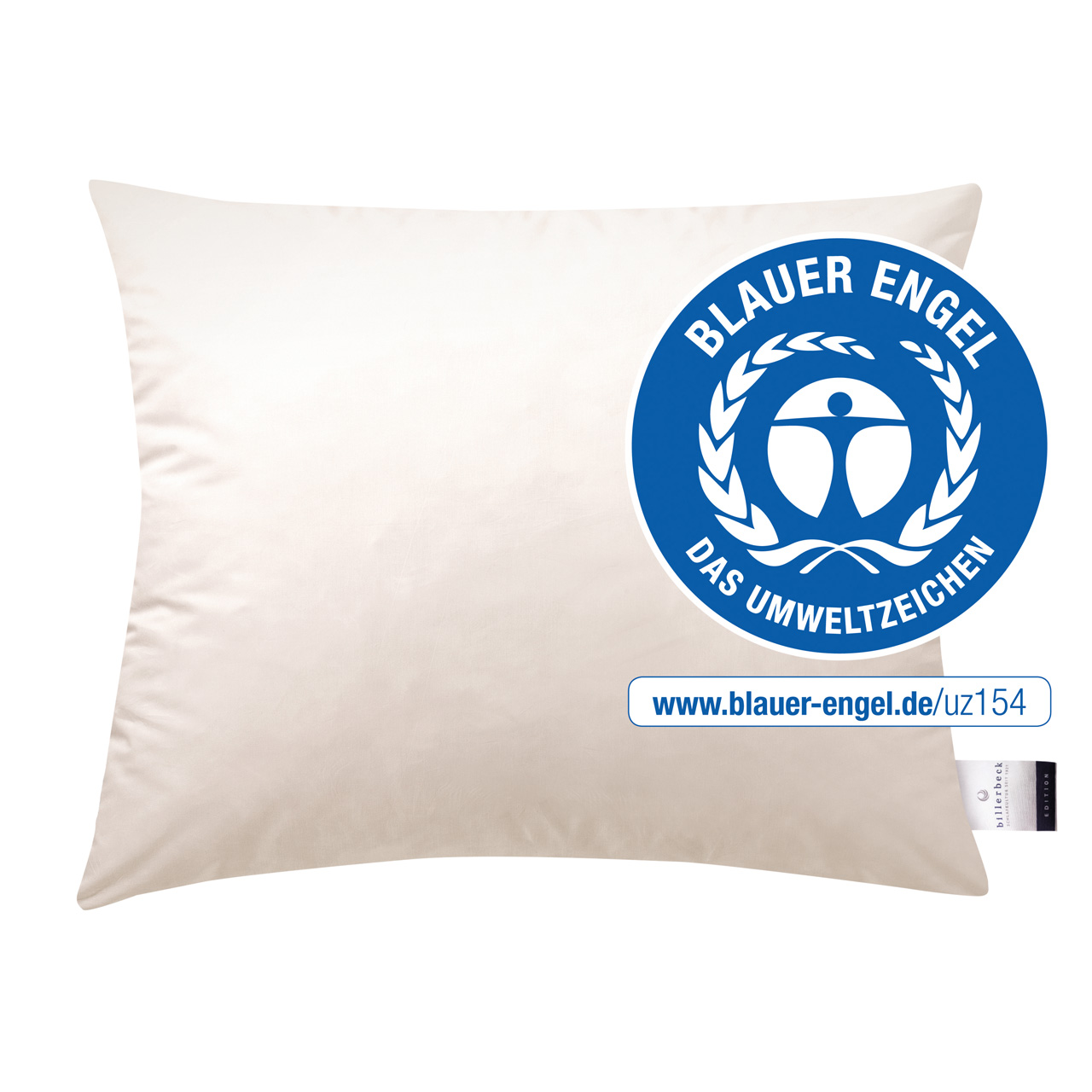 billerbeck Daunenkissen Frieda in Größe 70x90 cm, Kopfkissen in weiß, Blauer Engel Siegel