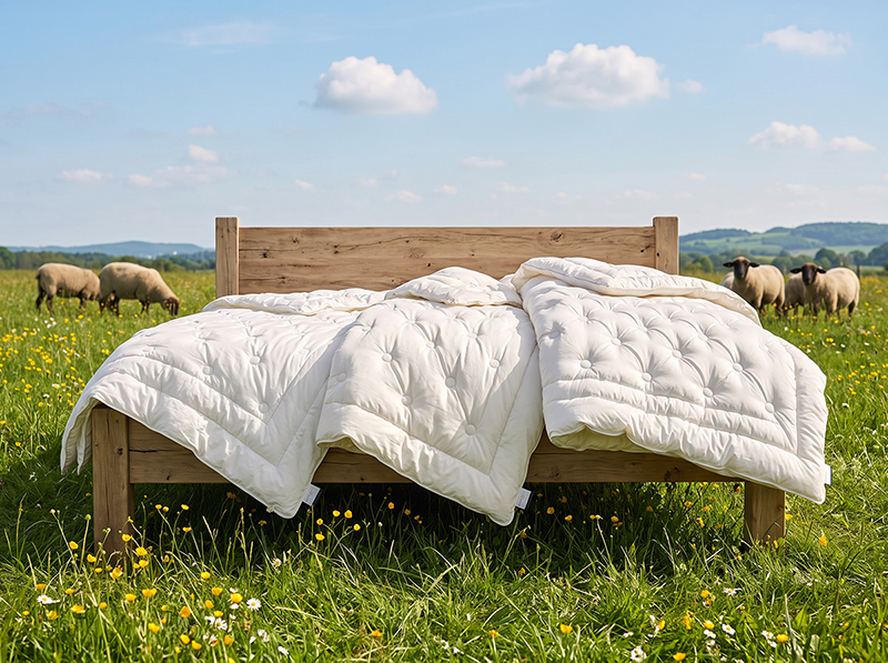 billerbeck duvet, made from virgin sheep’s wool, LASSE duvet, ‘Bed in a Meadow’