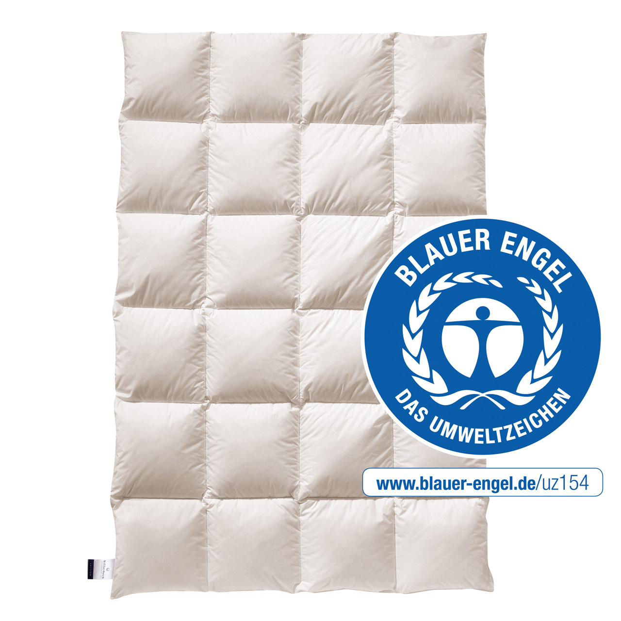 billerbeck organic down duvet Auguste in size 135x200 cm, warmth level warm, with blue angel seal